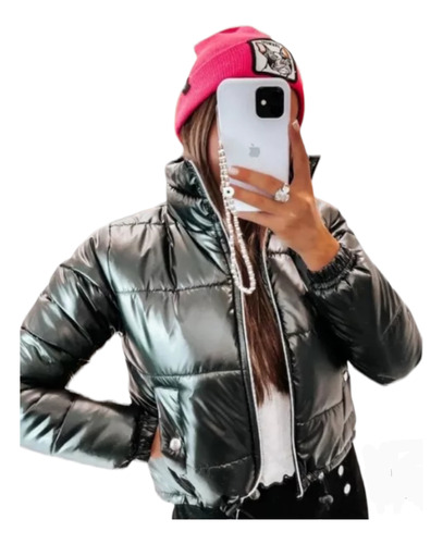 Puffer De Mujer Metalizada/ Campera Corta/ Otoño/invierno