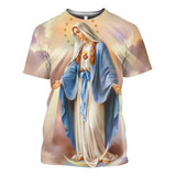 Camiseta Estampado 3d Con Estampado De La Virgen María