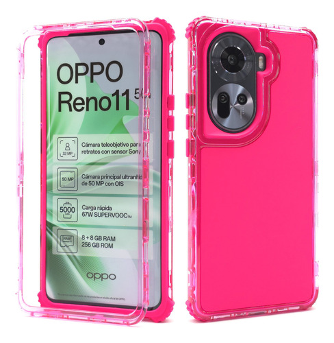 Funda 3 En 1 Para Oppo Reno 11 5g Proteccion 360 Case Rudo