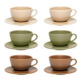 Set X6 Tazas Te C/ Plato Unni Ceramica Oxford Modelos Satin