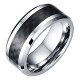 Calidad Anillo Hombre Con Incrustaciones Carburo Tungsteno