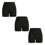 Paquete 3 Shorts/licra Interior Unitalla Negro De Dama/niña 