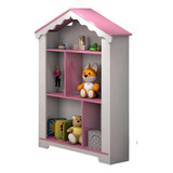 Casinha Estante Infantil Com 2 Prateleiras Branca/rosa