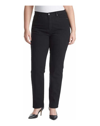 Pantalon De Mezclilla Stretch Negro Amanda Talla Plus 10