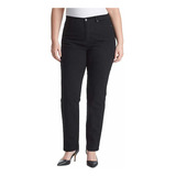 Pantalon De Mezclilla Stretch Negro Amanda Talla Plus 10