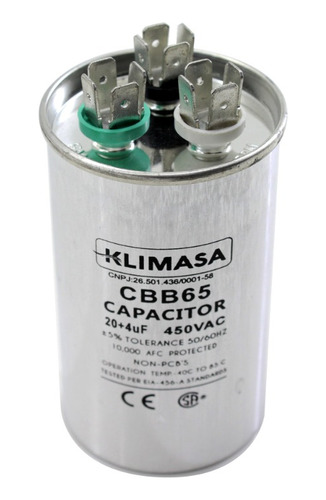 11030018 - Capacitor Perm. Duplo Cbb65 Alum. 20+4uf - 450v