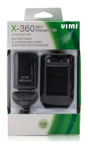 Carga Y Juega 4800mha Xbox 360 Kit Bateria Cargador Cable  