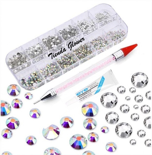 Cristales O Strass Decorativo + Lápiz Aplicador + Pegamento