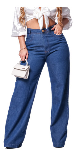 Calça Jeans Wide Leg Pantalona Premium Social Elegante