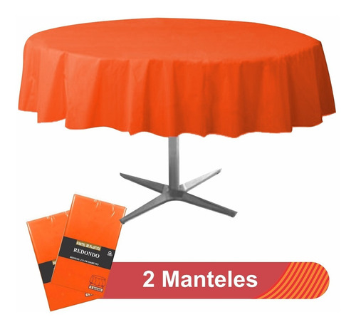 Mantel Redondo Plástico Desechable Amscan 2 Piezas Color Naranja