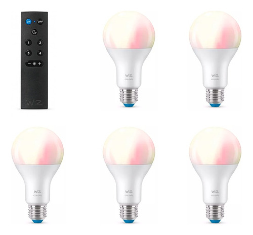 Lampara Led Color Rgbw Wiz Wifi 8w E27 X 5 + Control Wiz