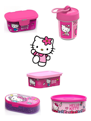 Potinhos Porta Lanche Infantil Snack Lancheira Hello Kitty