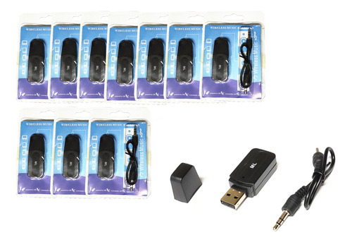 Kit C/ 10 Receptor Bluetooth Usb P2 Áudio Stereo Transmissor