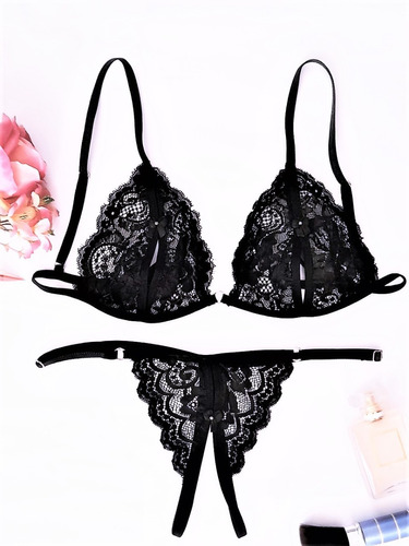 Baby Doll Set Bralette Crotchless + Tanga Francesa