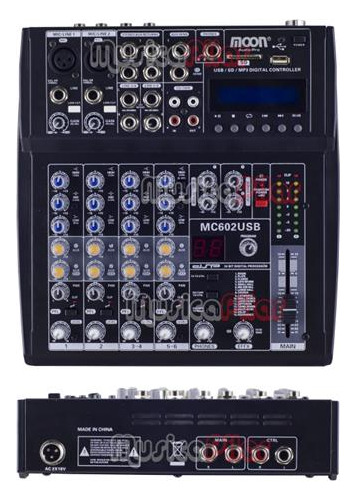 Consola Mixer Moon Mc602 6c Usb Sd 16 Efectos Musica Pilar