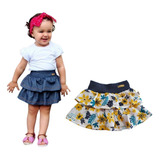 Conjunto Infantil Com Saia Babado E Blusa Rosa Nacional