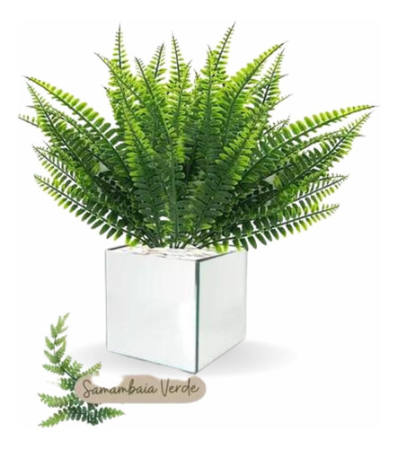 Arranjo Planta Artificial Folhagem Verde Vaso Luxuoso