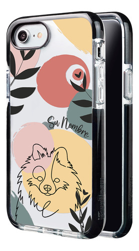 Funda Para iPhone Mujer Perrito Pomerania Minimal Con Nombre