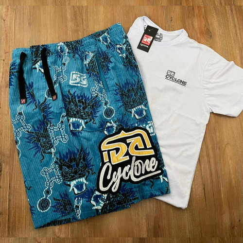 Bermuda Cyclone Veludo Blue Dragon E Camiseta Cyclone