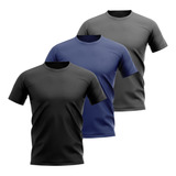 Kit 3 Camisa Camiseta Dry Fit 100% Poliéster Academia Treino