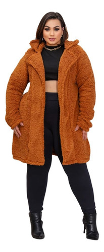 Casaco Teddy Peluciado Plus Size Feminino Inverno Frio