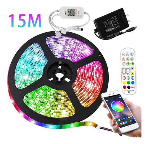 Tira Led Inteligente Rgb 5050 Rollo 15 Metros +