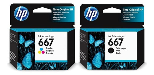 Combo Cartucho Hp 667 Negro + Color Original 1275 2376 2775 