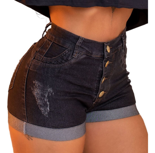 Short Jeans Feminino Destroyed Hot Pants Empina Bumbum