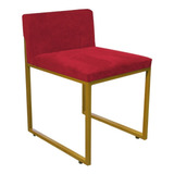 Cadeira De Jantar Recepção Lee Ferro Dourado Corino Vermelho