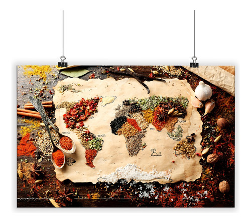 Cuadro De Pvc Con Poster Laminado Mapa Semillas 60x90cm