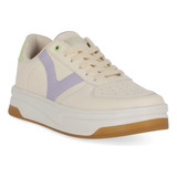 Tenis Dama Sneakers Piso Sintético Beige 040-69