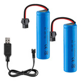 3 7v 1200mah Batería Lipo 2pcs Con Cable Cargador Usb ...