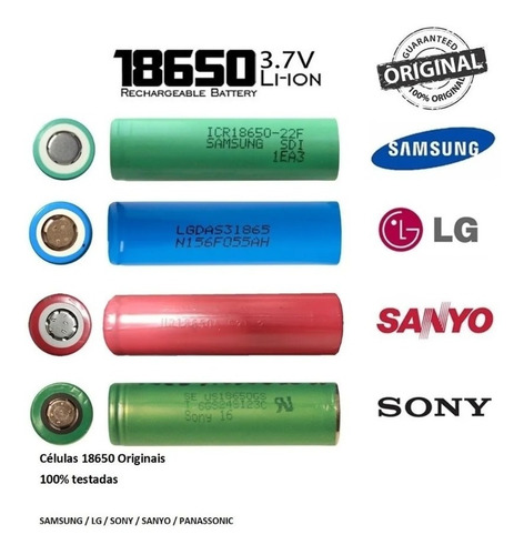 Kit 10 Baterias 18650 - Capacidade 500+ Mah.