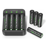 Powerowl Baterias Aa De Litio Recargables Con Cargador Pro,