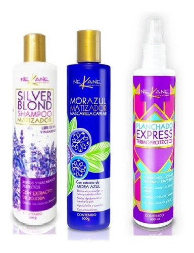 Nekane ® Shampoo Silver Blond + Mascarilla Mora +termoprotec