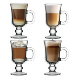 4 Taza Tarro De Vidrio Café Capuchino 250ml Transparente