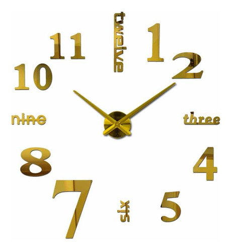 Relojes De Pared 3d Letras Y Números Tamaño Grande