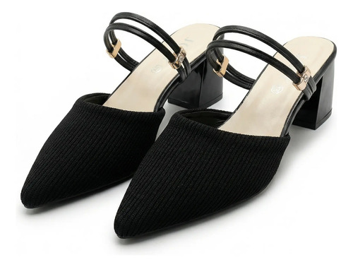Zapatillas De Tacón Grueso Punta Fina Para Mujer Mules | MercadoLibre