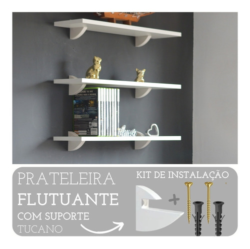 Jogo Com 3 Prateleira Com Suporte Tucano Mdf Qualidade 60x20