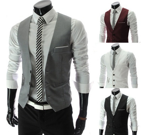 Camisa Tipo Saco Chaleco Slimfit Cadena Elegante, Informal Y