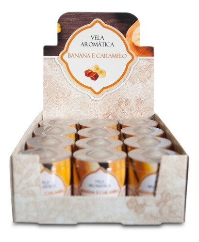 Vela Aromática Decorativa Banana E Caramelo 12 Und 130g Cada