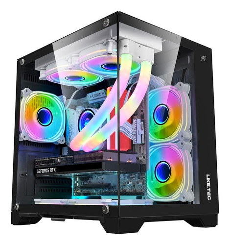 Gabinete Liketec Cube Dasha Rgb 3x Fan 240m Micro Atx 