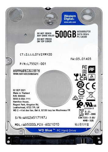 Disco Duro Interno Wd 2.5in 500gb Hdd Sata Iii Open Box