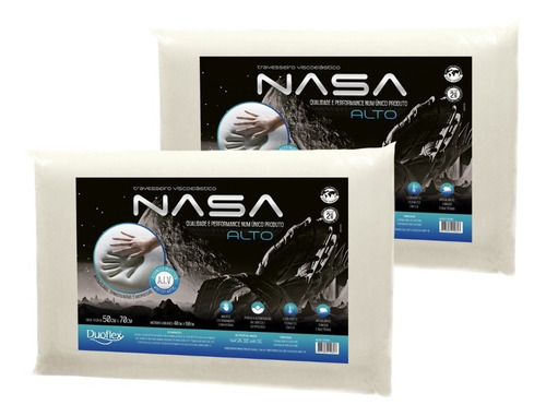 Kit 2 Travesseiro Nasa Alto Viscoelástico Hipoalergênico 