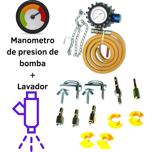 Lavador Presurizado Para Inyectores Con Manometro Bomba 2en1