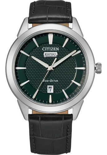 Reloj Hombre Citizen Aw0090-02x Correa Negra Dial Verde