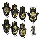 Colgador De Llaves Hamsa De Madera, Compatible Con Paredes.