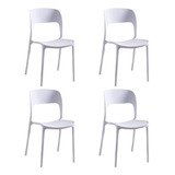 Silla Niviko Living Plastica Comedor Jardin Set X4 Apilable Estructura De La Silla Blanco Asiento Blanco Diseño De La Tela Blanco