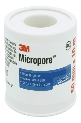 Fita Micropore Curativo 3m Branca 50mm X 10m - 20 Rolos