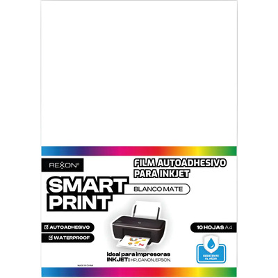 Papel Autoadhesivo A4 Blanco Mate Rexon 10 Hojas Resistente al Agua | MercadoLibre